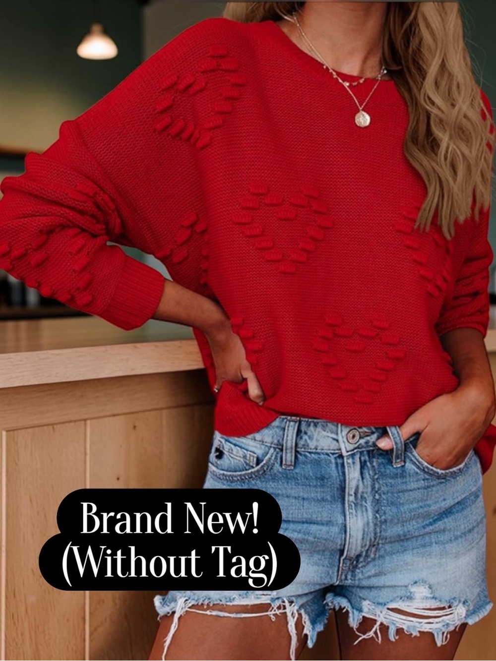 👚❤️ Tutorutor Women’s Heart Print Sweater – Oversized Knit Pullover (Medium)